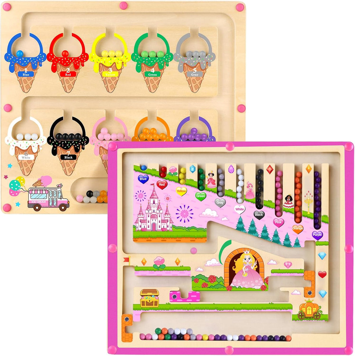 Ice Cream Magnetic Color and Number Maze - 2 in 1-princess & Ice Cream