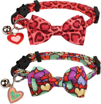Fall Cat Collar with Bowtie - 7.5"- 10.5" / Valentine