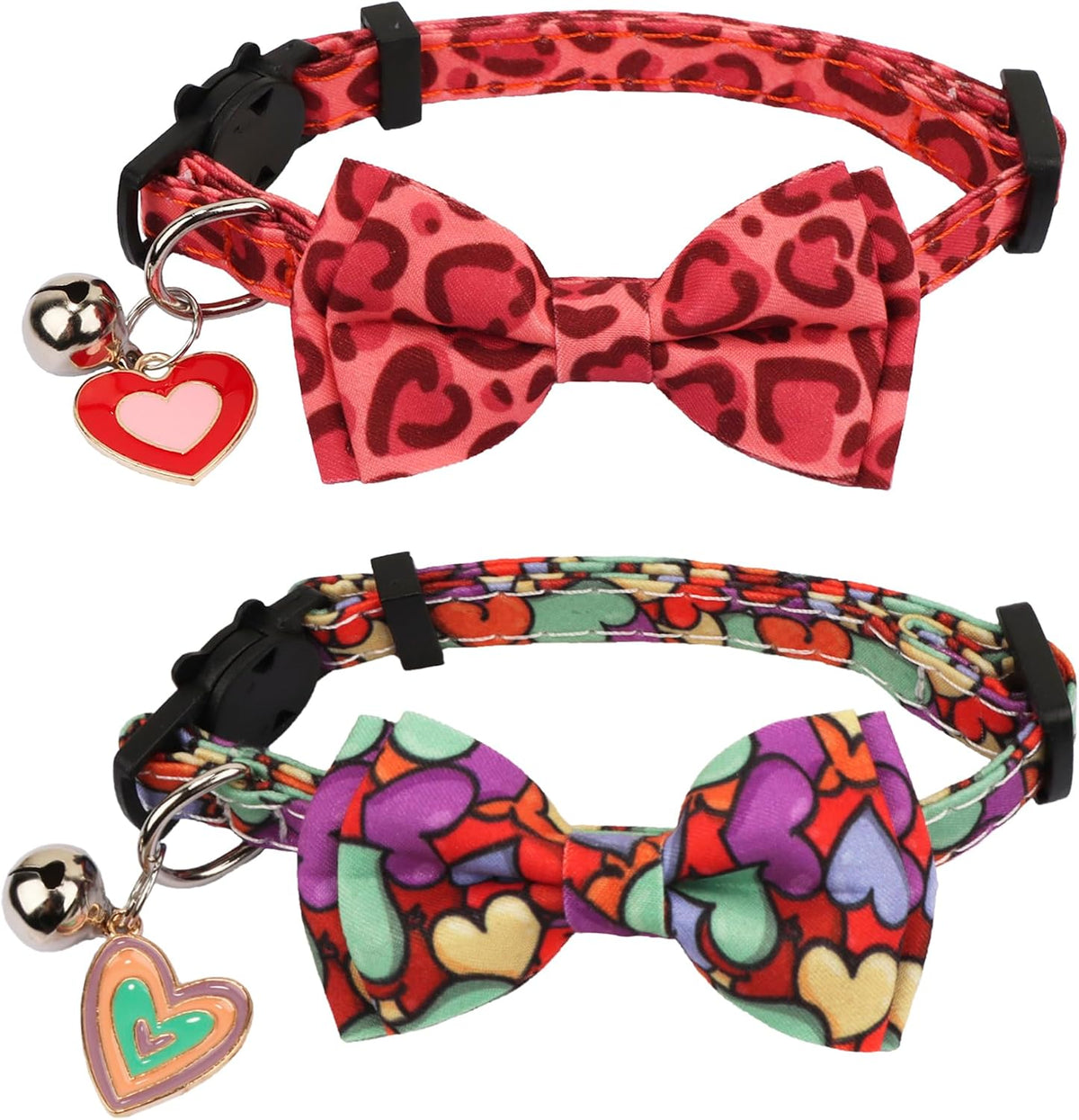 Fall Cat Collar with Bowtie - 7.5"- 10.5" / Valentine