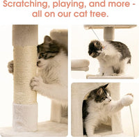 MWPO 70.1-Inch Large Cat Tree, Multi-Level Tall Cat Tower for Indoor Cats, Plush Cat Condo with Big Padded Perches, Sisal-Covered Scratching Posts, Hammock, Toys for Kittens & Cats - Beige