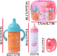 Beem Jun pink baby doll bottles and pacifiers set in a clear zippered bag - view 9