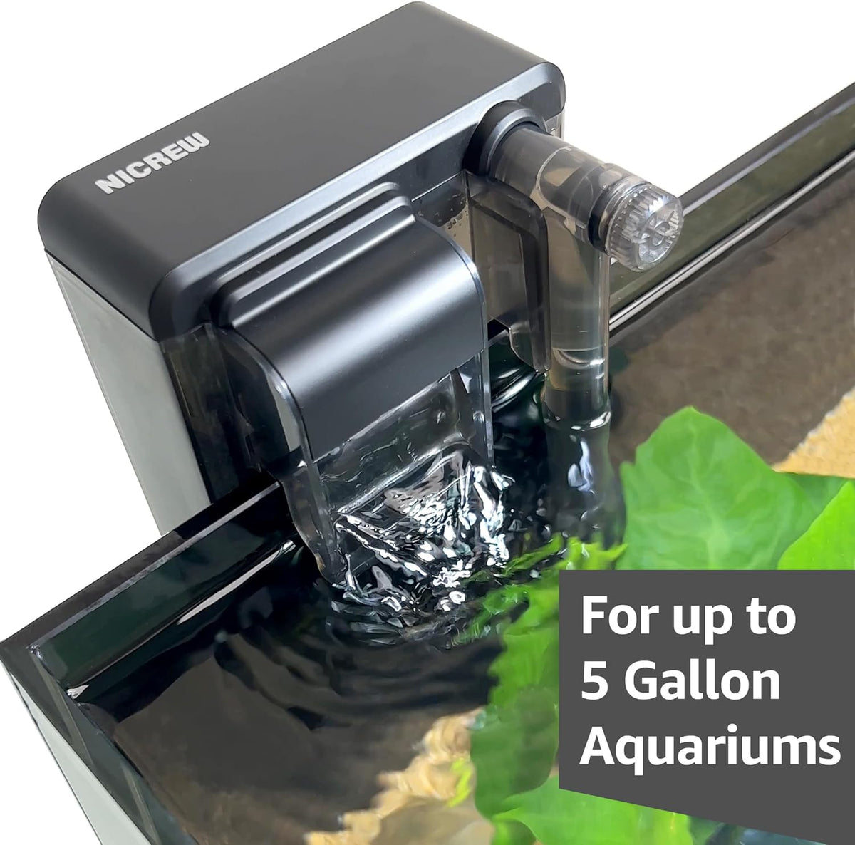 NICREW Slim Aquarium Filter for up to 5 Gallon Fish Tank, 42 GPH - image 2