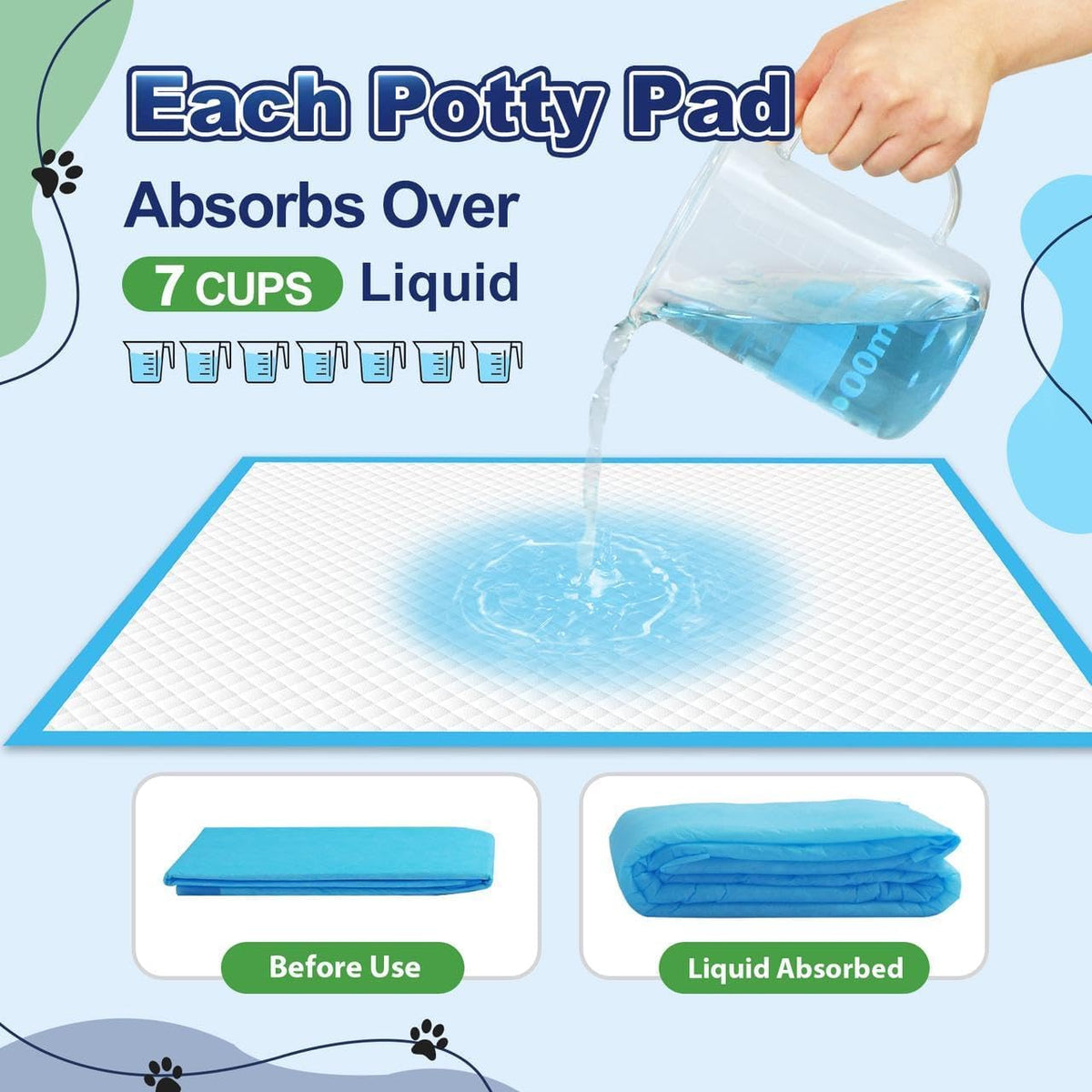 Puppy Pads XL 100 Count, Dog Pee Pads Extra Large - 34"×28" - 100 Count (Blue) - image 4