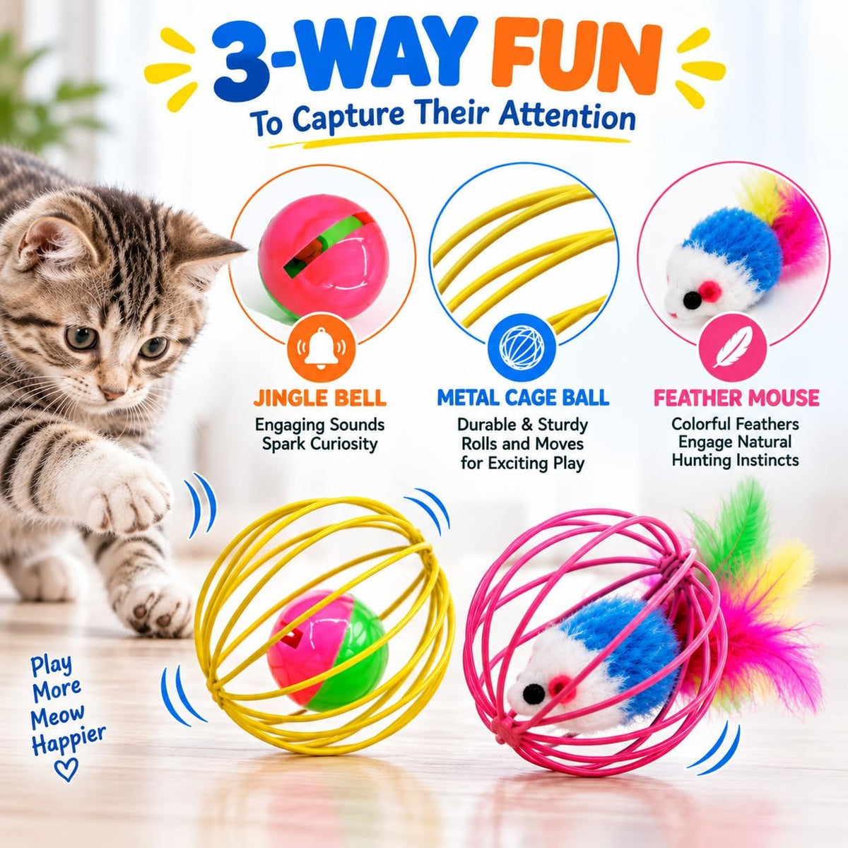 Cat Toys 6 Pack for Indoor Cats & Kittens - image 2
