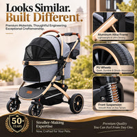 Pettingzoo Dog Stroller, Aluminum Frame, Removable Carrier - gray - image 3