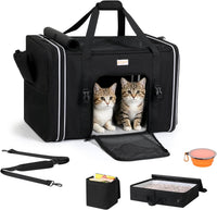 25x17x17 Extra Large Expandable car cat Carrier with a Litter Box – Essentials for Cats - 24.0"L x 17.0"W x 17.0"H / low side litter box