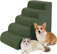 Dog Stairs for Bed & Couch, 18" H 4-Step Pet Ramp for Small Dogs - Green / 5 / Standard 23" Height