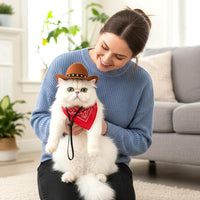 EMUTOL brown dog cowboy hat with red bandana costume set - view 3