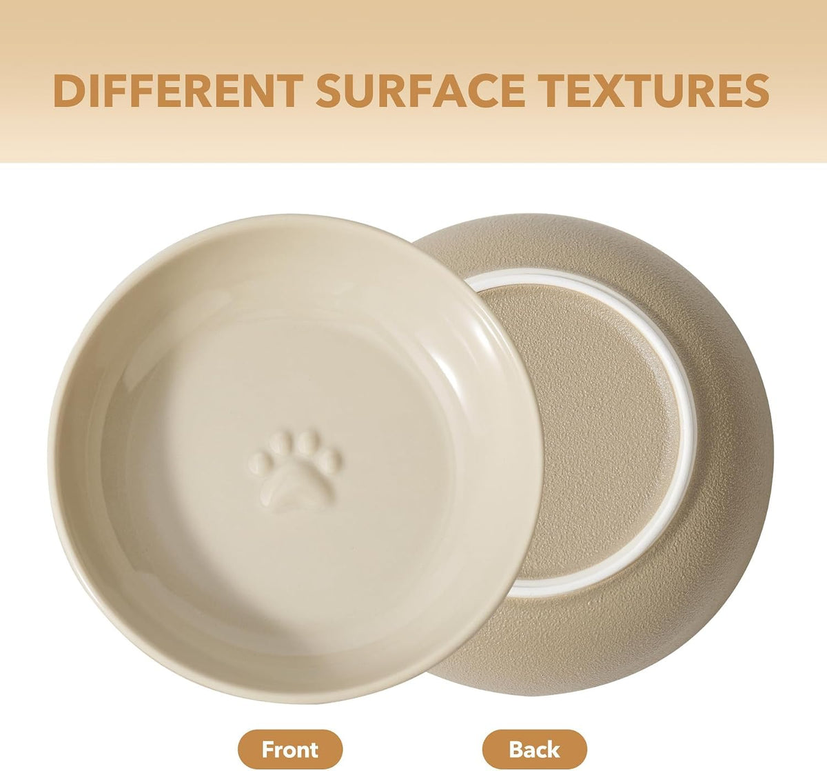 Elevated Cat Bowls, Cat Food and Water Bowl Set - Vintage Latte / 2 Bowls-6" - image 3