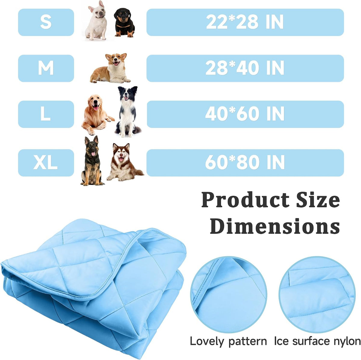 Dog Cooling Mat, Premium Lightweight Pet Cooling Blanket Bed Cover for Dogs, Cat, Puppies | Ice - X-Large / Dark blue - image 2
