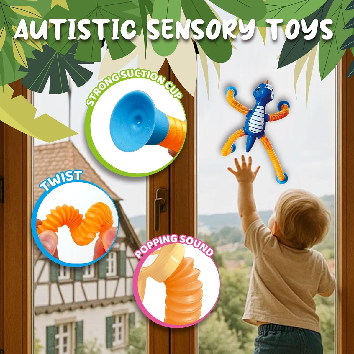 Halloween Pop Tubes Sensory Toys for Kids Boo Basket Stuffer Gifts – Fun for Kids & Family - Dinosaur - image 4