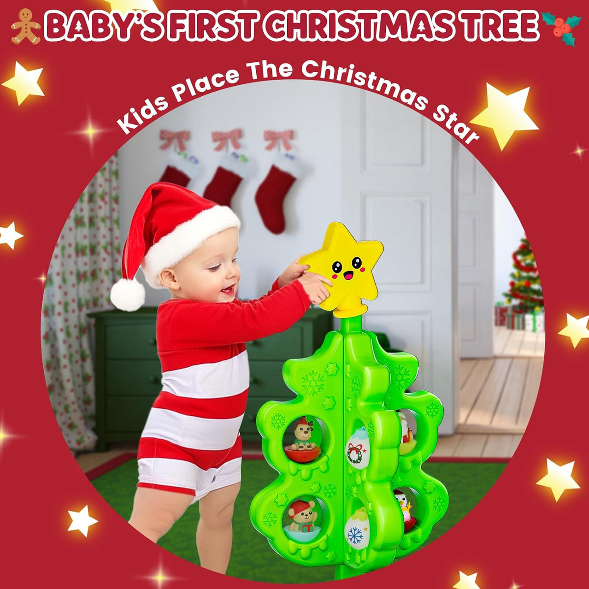Handwell my first Christmas tree for toddlers with roly poly toys, trains and tracks - view 7