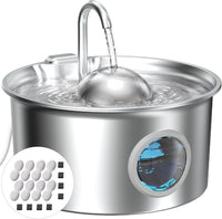 Cat Water Fountain Stainless Steel: Pet Water Fountains for Cats - Cat Fountain+8 Filters +8 Sponges