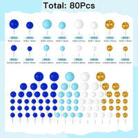 NACHLYNN 80 Pcs Cake Balls Decorations Mini Balloon Cake Topper Balls - Blue White Gold Series - image 2