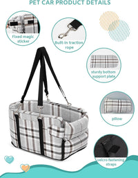 Dog Car Seat for Small Dogs, Center Console Seat for Puppy - Grid Grey - image 3