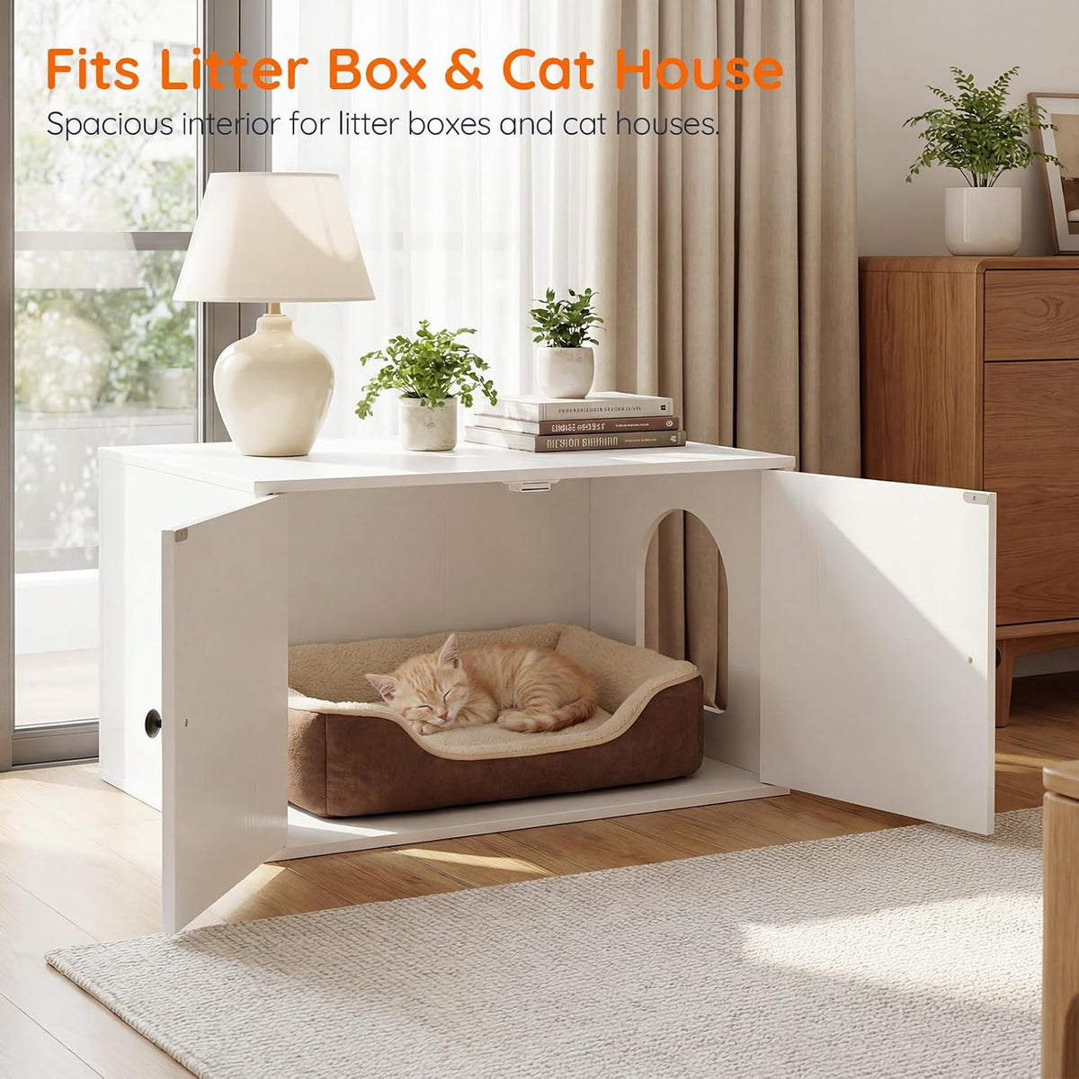 HOOBRO Cat Litter Box Enclosure - White - image 3