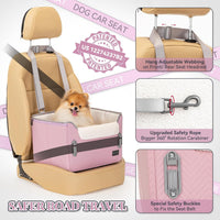 PETSFIT Dog Car Seats for Small Dogs, Patented Safety Buckles - Faux Leather / Light Pink - image 3