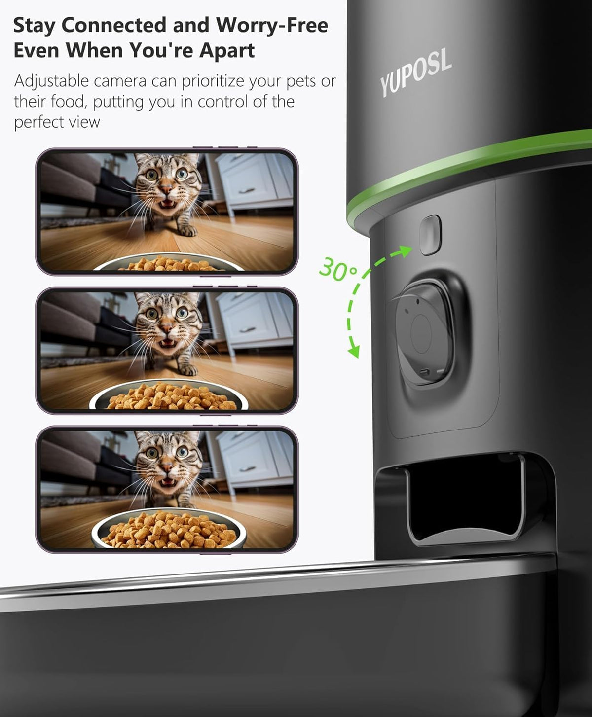 Automatic Cat Feeder, Over 180-day Battery Life - 4L-Black / WiFi & Camera - image 3