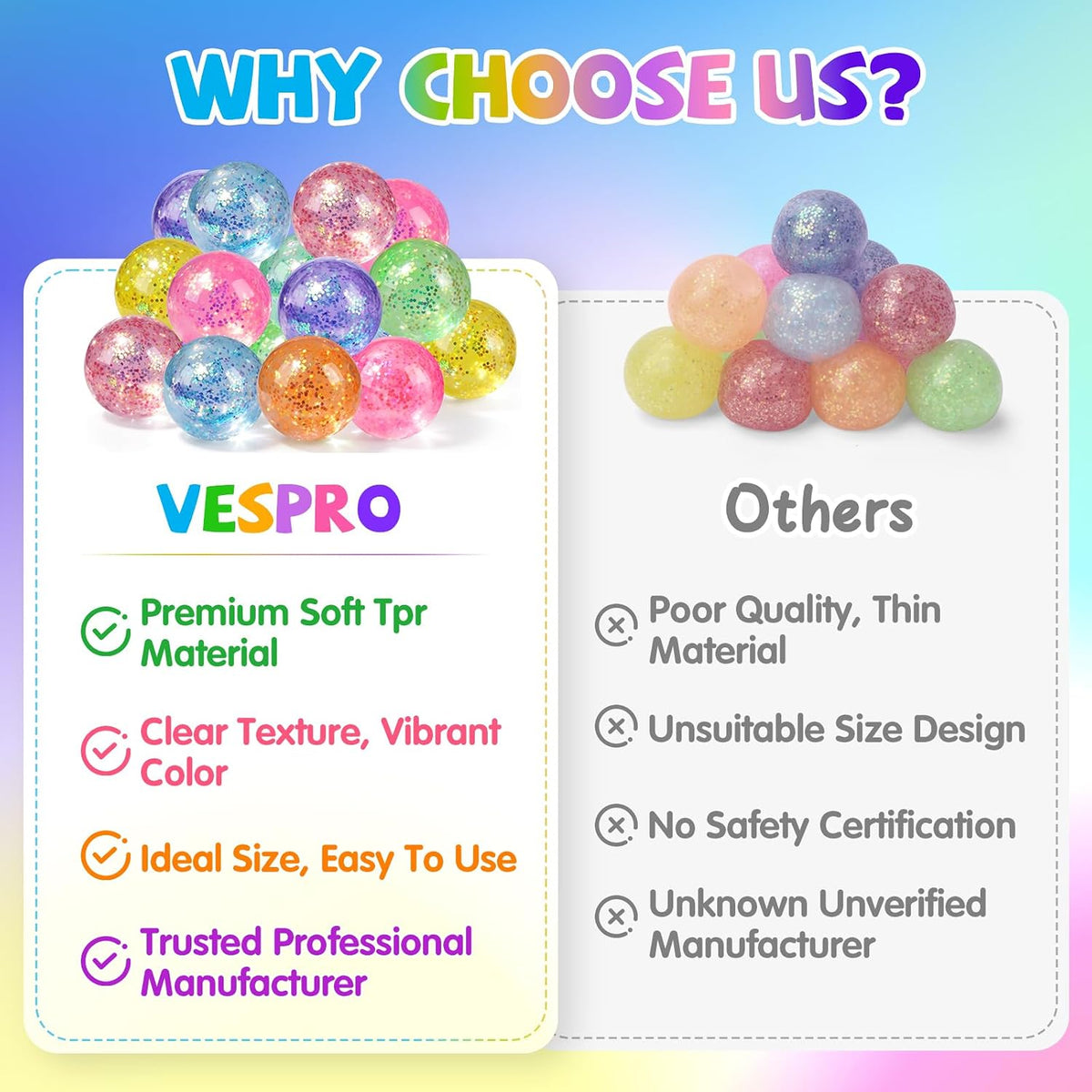16 Pack Slow Rising Stress Balls，Textured Memory Soft Stress Ball – Fun for Kids & Family - 24 Pack Glitter Stress Balls - image 4