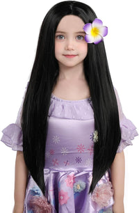 MUPUL kids long black braided wig with bangs for Halloween costumes - view 4