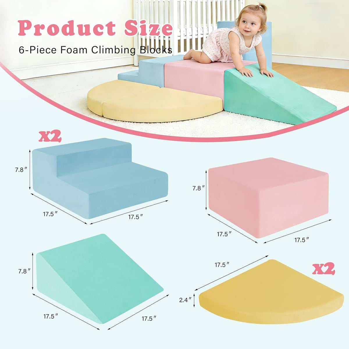 HHH HIKECUCAN 4-piece soft foam climbing blocks for toddlers with built-in ball pit - view 4