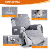 VANSOFY 100% Waterproof Recliner Chair Covers - Light Gray / 25" - image 4