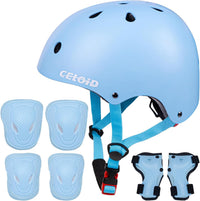 Kids Bike Skateboard Helmet Pad Set - S(18"-20.5"/ 2 -7years) / Light Skyblue