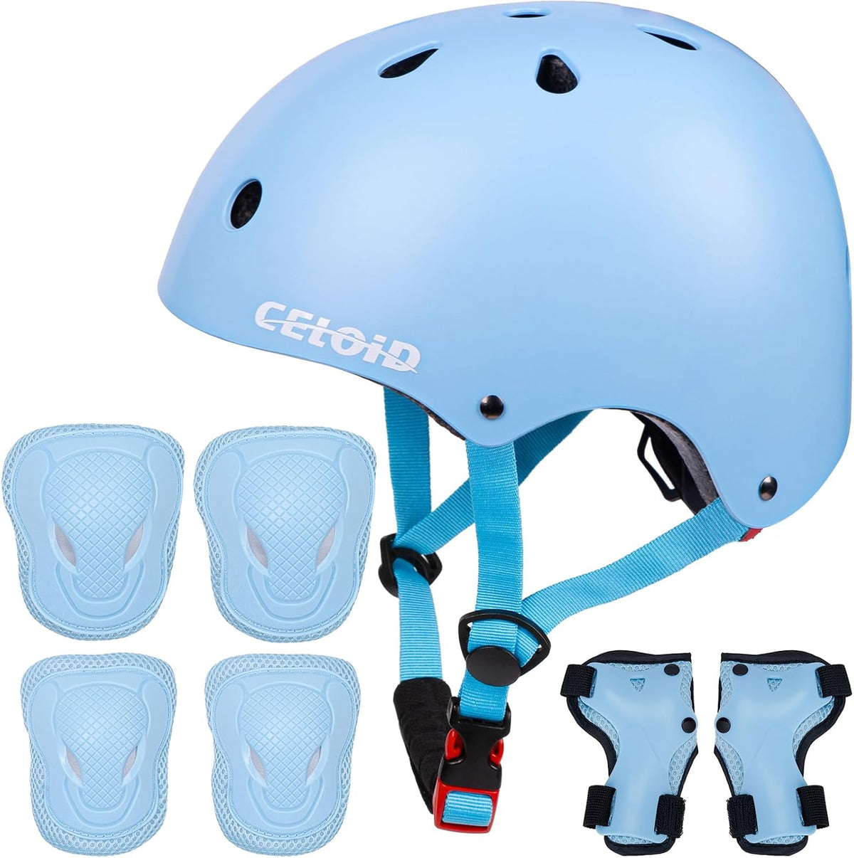 Kids Bike Skateboard Helmet Pad Set - S(18"-20.5"/ 2 -7years) / Light Skyblue