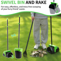 Pooper Scooper Large Swivel Bin & Rake with 160 Waste Bags - Green(43" Tall) - image 3