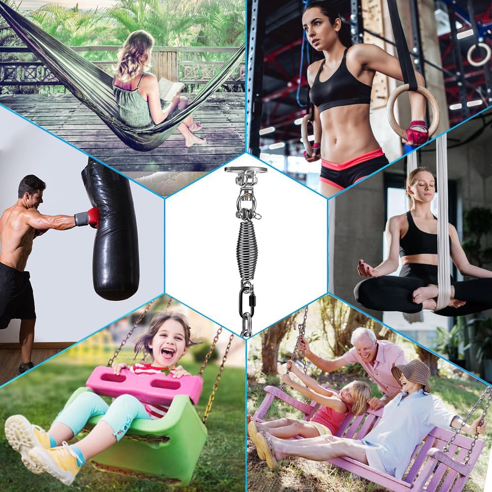 SELEWARE Silent Bearing Swivel Swing Hanger Stainless Steel Swing - Bearing Swing Hanger With Chain & Conical Spring - image 2