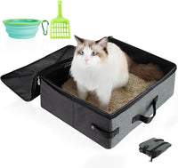 HiCaptain Portable Travel Litter Box for Cats - Grey-Grey / Medium