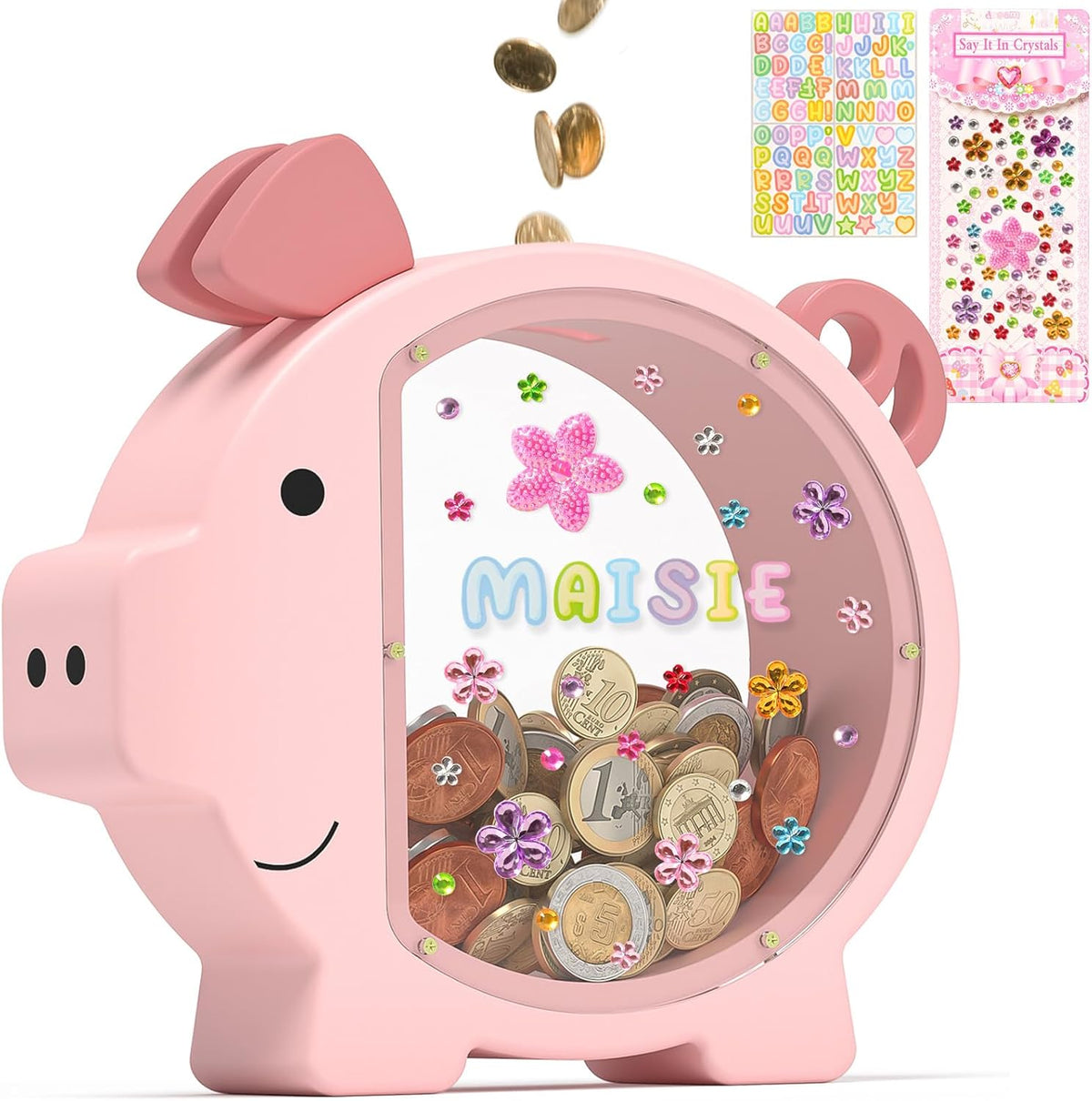 Summidate Pink Piggy Bank for Kids Girls - Pink Piggy Bank / Standard