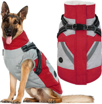 Dog Winter Coat with Harness Built in - XX-Large(Chest:35.4 in) / Red