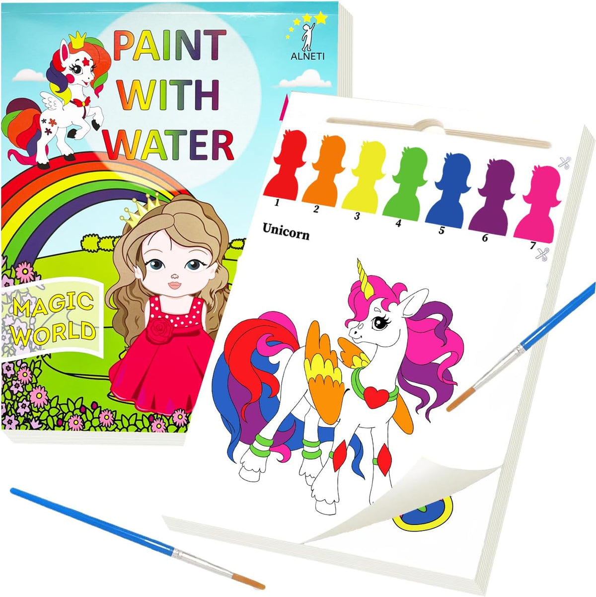 ALNETI Paint with Water Coloring Books for Toddlers - FOR GIRLS / Art Paper