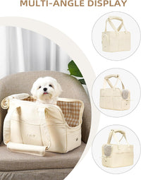 ONECUTE Dog Purse Carrier for Small Dogs Rabbit cat with Large Pockets - Beige / 13.6"L x 6.5"W x 10.0"H - image 3