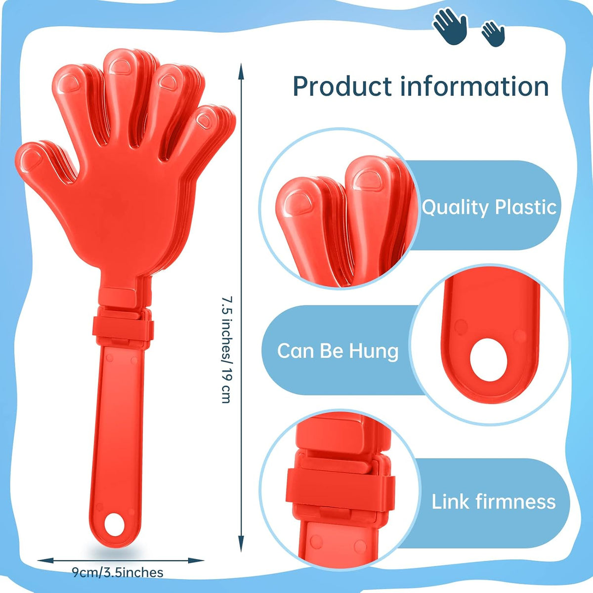ZCYSRLQIN 12 pack hot pink plastic hand clappers noisemakers, 7.5 inch - view 10