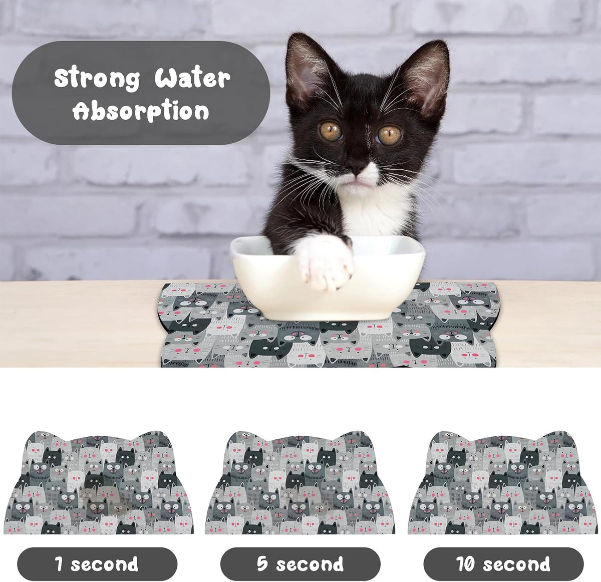 Cat Food Mats for Floor, Dog Pet Water Bowl Feeding Placemats for Food and Water Grey 17.7 * 9.8 - Grey / 23.6"L x 13.7"W - image 2