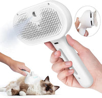 Cat Steam Brush, 3 In 1 Steamy Cat Brush with Release Button and Tank, Anti-Static Pet Spray Hair Removal Comb, Rechargeable Dog Steam Comb for Furry Pet