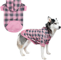 Plaid Dog Hoodie Pet Clothes Sweater with Hat and Pocket for Small - Pink / X-Large (Pack of 1)