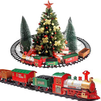 PUSITI classic Christmas train set with engine, coach, cargo car, coal car and track