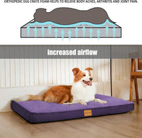 Patas Lague Orthopedic Large Dog Bed Washable Pet Sofa Mat 36''X24'' - 48"L x 30"W x 3.5"Th / Purple - image 3