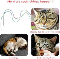 Cat Wand Toys Interactive Kitten Toys Cat Teaser Wand String Feather for Indoor Colorful Ribbon Wands Stick Toy Cat Charmer-3 Packs