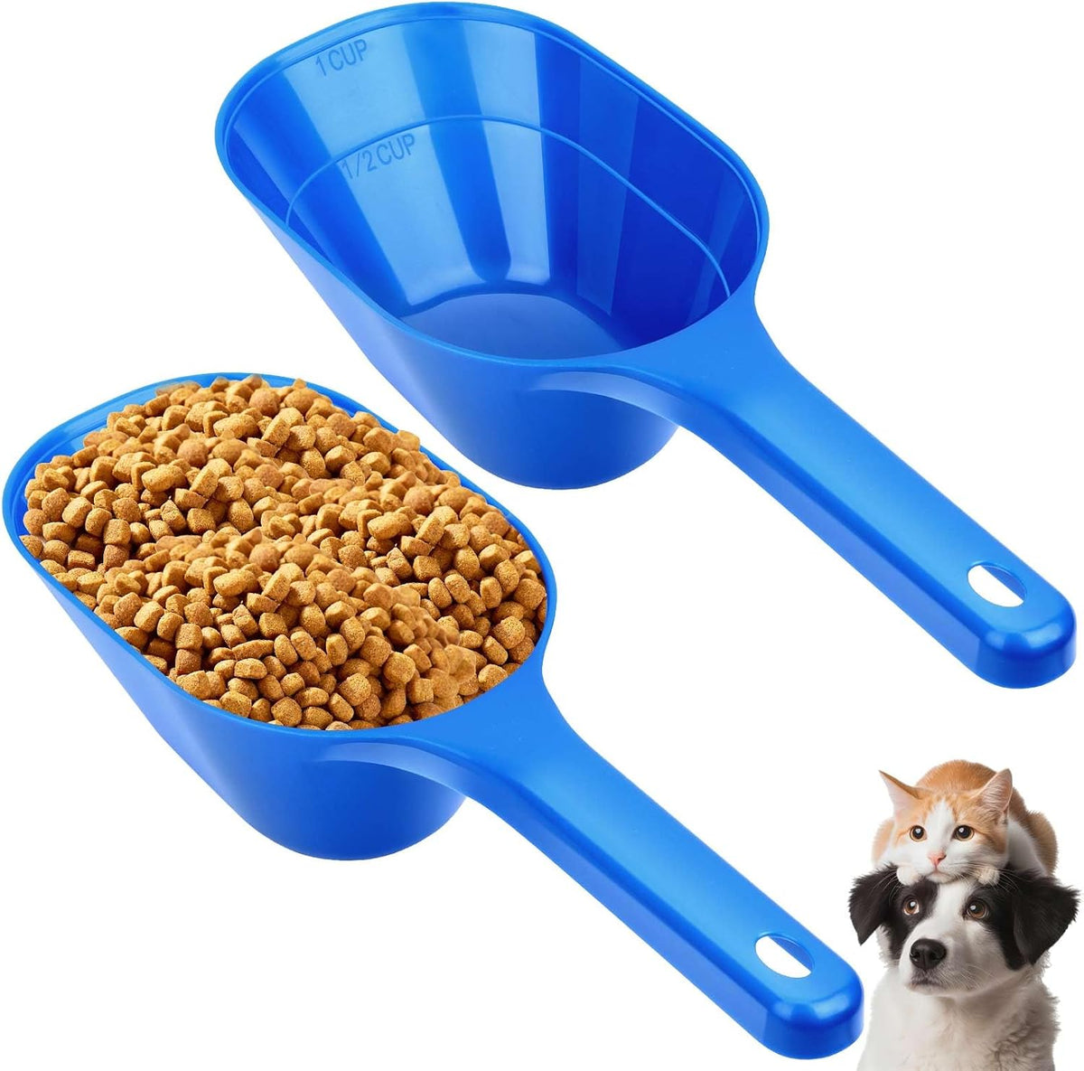 2 PACK Dog Food Scoop,1 Cup Capacity Pet Food Scoop For Dog and Cat – Essentials for Dogs - blue