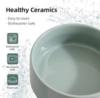Ceramic Set of 2 Cat Bowls, Food and Water Bowls for Cats, Kitty, 2pcs Cat Dishes, Pet Feeder(5.1inch, 2 x Light Green Bowls)