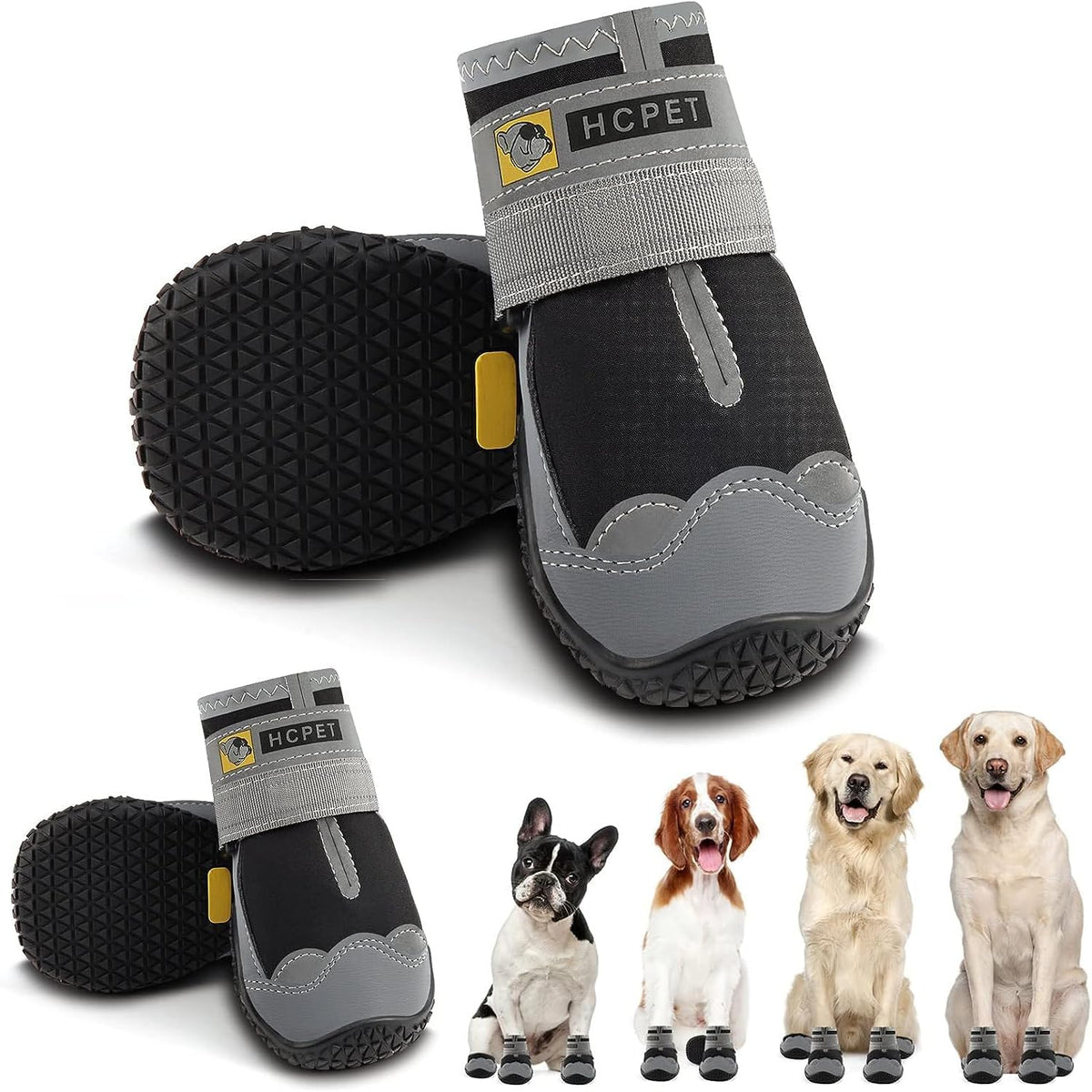 Dog Boots Waterproof Dog Shoes for Medium Large Dogs - Black / Width 2.75 in