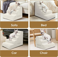 PAWSCRAT 4-Step Pet Stairs for High Beds & Sofas - Beige / 3-step 15.7"H - image 4