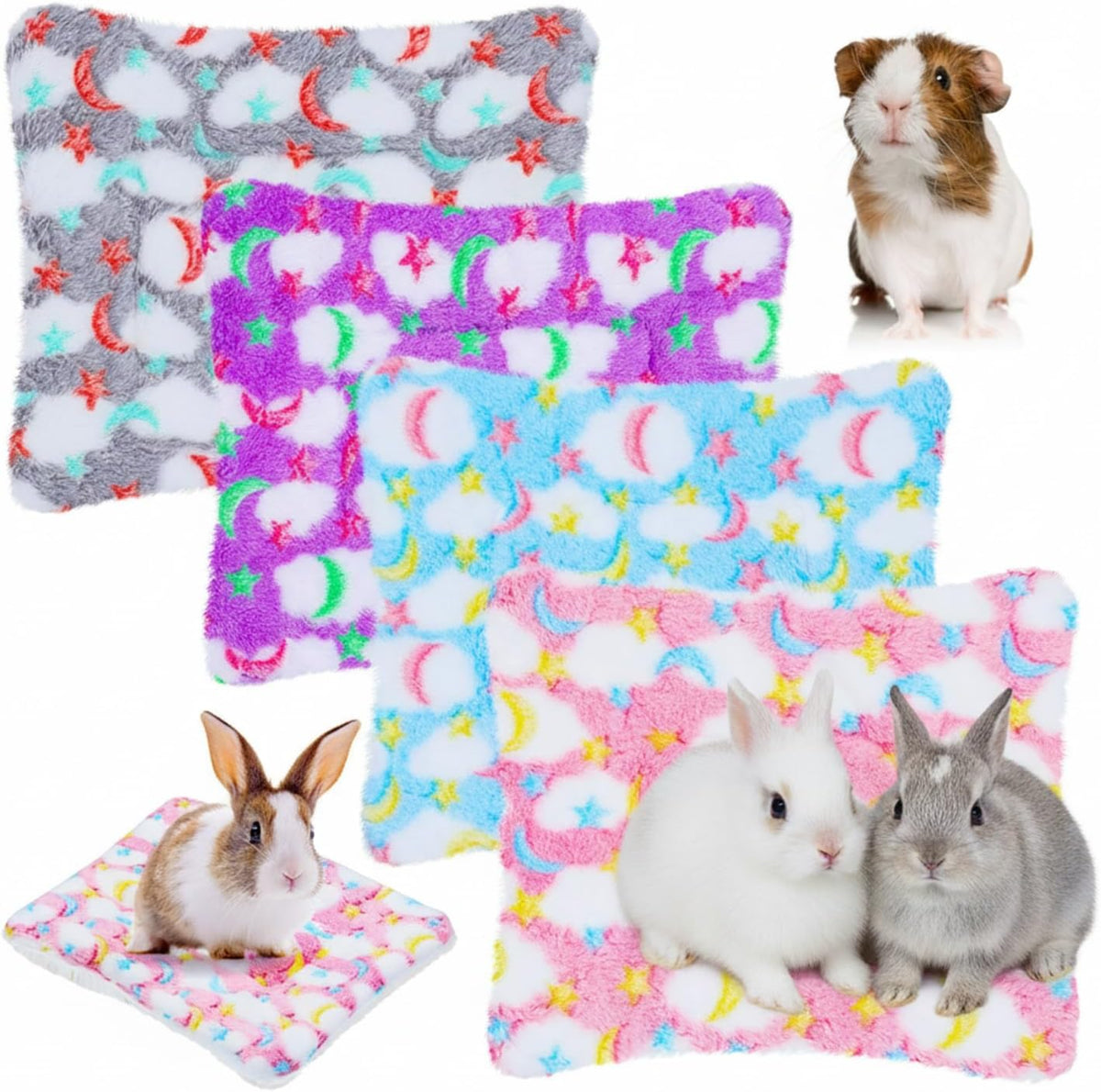 Jetec 4 Pcs Guinea Pig Bed Pads Big Twinkle - Stars / 10 x 11 Inch