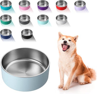 Dog Bowl, Stainless Steel Food and Water Bowl - 64 oz / Light Grey