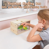 Parakeet Nesting Box, Wooden Parrot Nest Breeding Box with Perch - Horizontal Breeding Box / M - image 2