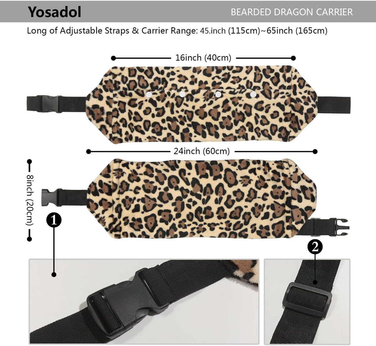 Bearded Dragon Leash and Harness Set, Beardie Carrier - Leopard Pattern - image 2